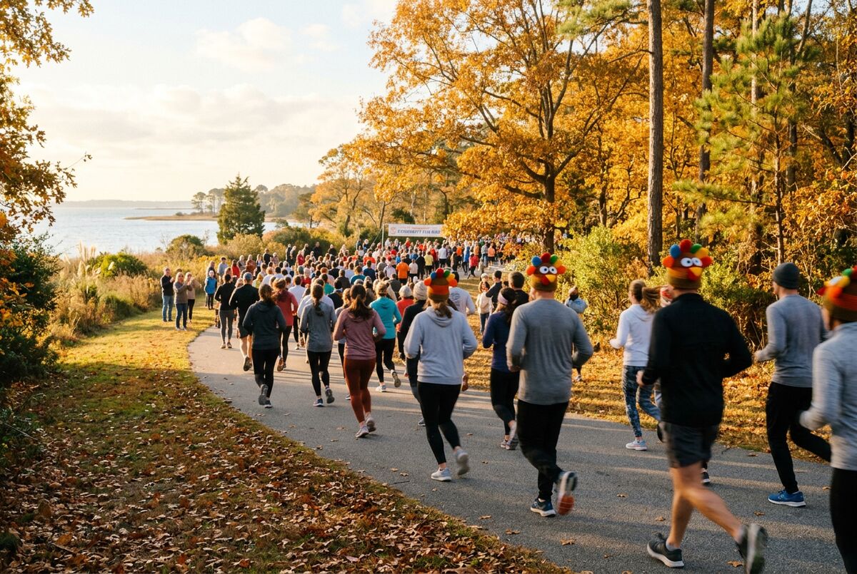 Runners at a Thanksgiving turkey trot